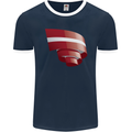 Curled Latvia Flag Latvian Day Football Mens Ringer T-Shirt FotL Navy Blue/White