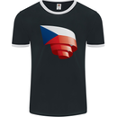Curled Czechia Flag Czech Republic Day Football Mens Ringer T-Shirt FotL Black/White