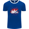 Torn Cambodia Flag Cambodian Day Football Mens Ringer T-Shirt FotL Royal Blue/White