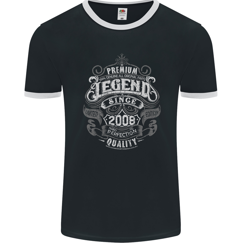 Premium Legend 15th Birthday 2008 Mens Ringer T-Shirt FotL Black/White