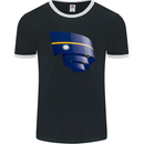 Curled Nauru Flag Nauruan Day Football Mens Ringer T-Shirt FotL Black/White