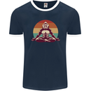 Meditating Bigfoot Yoga Mens Ringer T-Shirt FotL Navy Blue/White