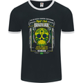 Brazilian Jiu Jitsu Skull MMA Martial Arts Mens Ringer T-Shirt FotL Black/White