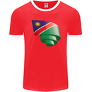 Curled Namibia Flag Namibian Day Football Mens Ringer T-Shirt FotL Red/White