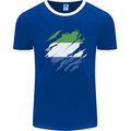 Torn Sierra Leone Flag Leonian Day Football Mens Ringer T-Shirt FotL Royal Blue/White