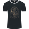 Gothic Grim Reaper Goth Heavy Metal Skull 7 Mens Ringer T-Shirt FotL Black/White