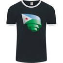 Curled Djibouti Flag Djiboutians Day Football Mens Ringer T-Shirt FotL Black/White