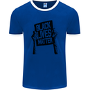 Black Lives Matter Sign Racial Equality Mens Ringer T-Shirt Royal Blue/White