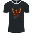 A Phoenix Rising From the Flames Fantasy Mens Ringer T-Shirt FotL Black/White