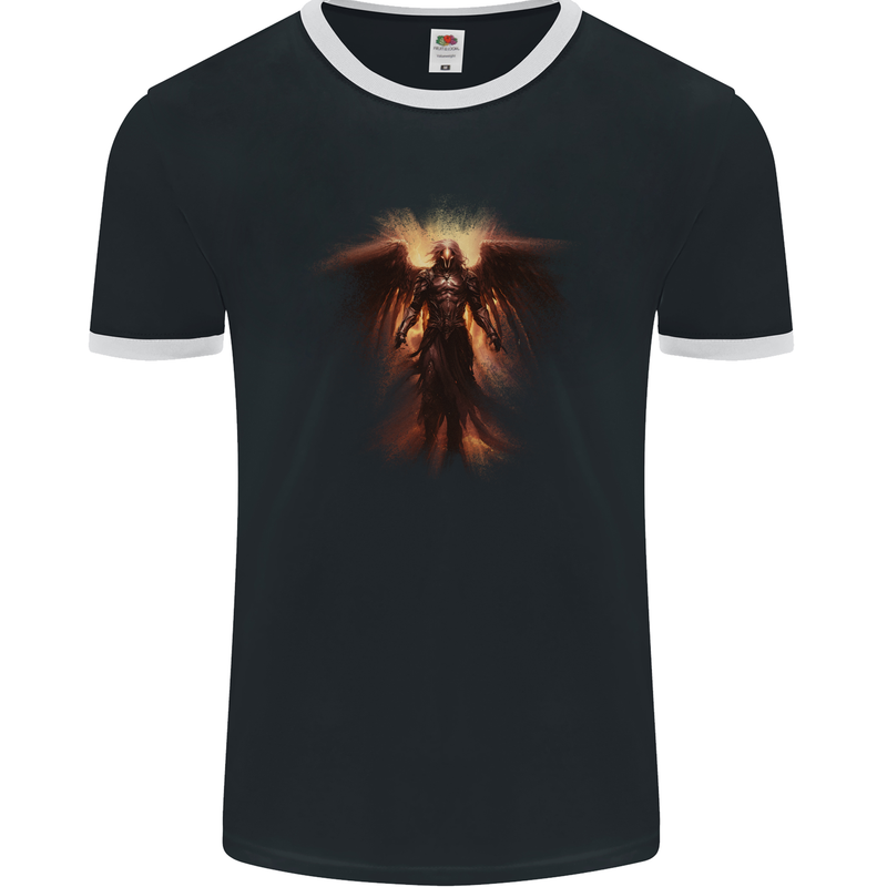 Angel of Death Fantasy Grim Reaper Mens Ringer T-Shirt FotL Black/White