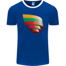 Curled Lithuania Flag Lithuania Day Football Mens Ringer T-Shirt FotL Royal Blue/White