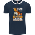 Fear the Bearded Dragon Mens Ringer T-Shirt FotL Navy Blue/White