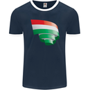 Curled Hungary Flag Hungarian Day Football Mens Ringer T-Shirt FotL Navy Blue/White
