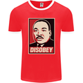Disobey Martin Luther King Black Lives Matter Mens Ringer T-Shirt FotL Red/White
