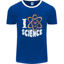 I Love Science Physics Chemistry Biology Nerd Mens Ringer T-Shirt FotL Royal Blue/White