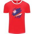 Torn Marshall Islands Flag Day Football Mens Ringer T-Shirt FotL Red/White