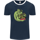 A Chameleon Eating Ramen Mens Ringer T-Shirt FotL Navy Blue/White