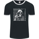 Grim Reaper Skull Mens Ringer T-Shirt FotL Black/White