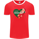 I Love Xmas Santa Claus Christmas Mens Ringer T-Shirt FotL Red/White