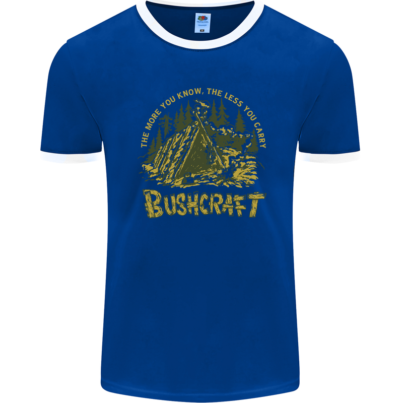 Bushcraft Funny Outdoor Persuits Camping Scouts Mens Ringer T-Shirt FotL Royal Blue/White