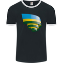 Curled Rwanda Flag Rwandan Day Football Mens Ringer T-Shirt FotL Black/White