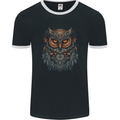 A Mythical Owl Fantasy Tribal Mens Ringer T-Shirt FotL Black/White