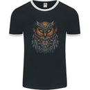 A Mythical Owl Fantasy Tribal Mens Ringer T-Shirt FotL Black/White
