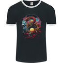 2 Sunset Fantasy Dragons Mens Ringer T-Shirt FotL Black/White