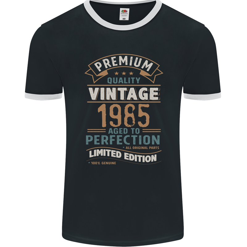 Premium Vintage 38th Birthday 1985 Mens Ringer T-Shirt FotL Black/White