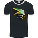 Curled Jamaican Flag Jamaica Day Football Mens Ringer T-Shirt FotL Black/White