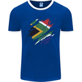 Torn South African Flag Africa Day Football Mens Ringer T-Shirt FotL Royal Blue/White