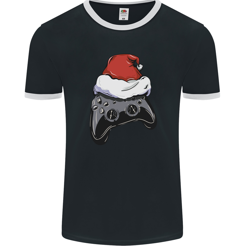 Christmas Video Game Controller Gaming Joypad Mens Ringer T-Shirt FotL Black/White