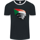 Curled Sudan Flag Sudanese Day Football Mens Ringer T-Shirt FotL Black/White