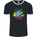 Torn Ethiopia Flag Ethiopian Day Football Mens Ringer T-Shirt FotL Black/White
