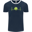 Tennis Player Pulse ECG Mens Ringer T-Shirt FotL Navy Blue/White