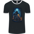 Skull Biker Motorcycle Motorbike Grim Reaper 4 Mens Ringer T-Shirt FotL Black/White