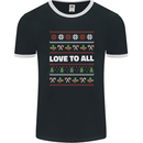 Christmas Love to All Xmas Peace Hippy Mens Ringer T-Shirt FotL Black/White