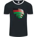Curled Malawi Flag Malawian Day Football Mens Ringer T-Shirt FotL Black/White