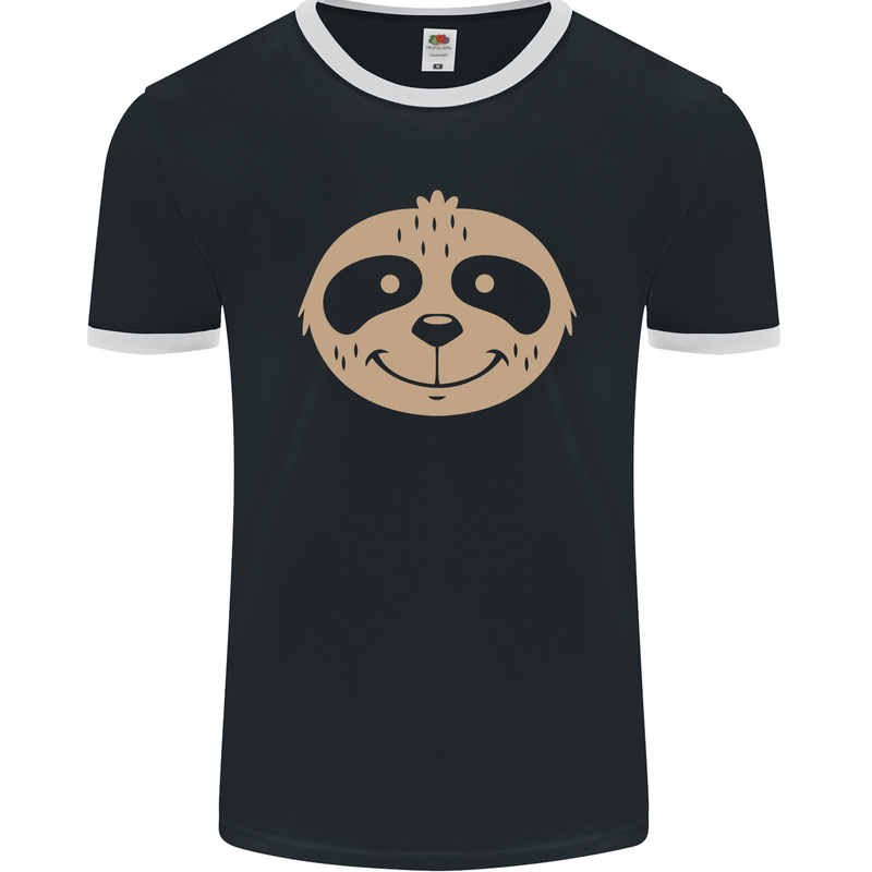 A Funny Sloth Face Mens Ringer T-Shirt FotL Black/White