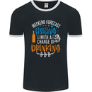 Fishing Forecast Funny Beer Fisherman 2 Mens Ringer T-Shirt FotL Black/White