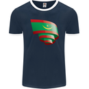 Curled Mauritania Flag Mauritanian Day Football Mens Ringer T-Shirt FotL Navy Blue/White