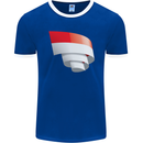 Curled Indonesia Flag Indonesian Day Football Mens Ringer T-Shirt FotL Royal Blue/White