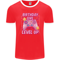 Birthday Girl Level Up Gaming Gamer 6th 7th 8th Mens Ringer T-Shirt FotL Red/White