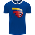 Curled Venezuela Flag Venezuelans Day Football Mens Ringer T-Shirt FotL Royal Blue/White