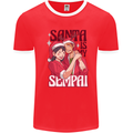 Santa is My Sempai Funny Anime Christmas Xmas Mens Ringer T-Shirt Red/White