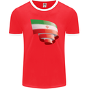 Curled Iran Flag Iranian Day Football Mens Ringer T-Shirt FotL Red/White