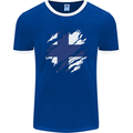 Torn Finland Flag Finnish Day Football Mens Ringer T-Shirt FotL Royal Blue/White