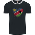 Love Namibia Flag Namibian Day Football Mens Ringer T-Shirt FotL Black/White