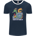 Dungeons & Dinosaurs Funny T-Rex Mens Ringer T-Shirt FotL Navy Blue/White