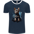 Yorkshire Terrier Splash Yorkie Dog Mens Ringer T-Shirt FotL Navy Blue/White